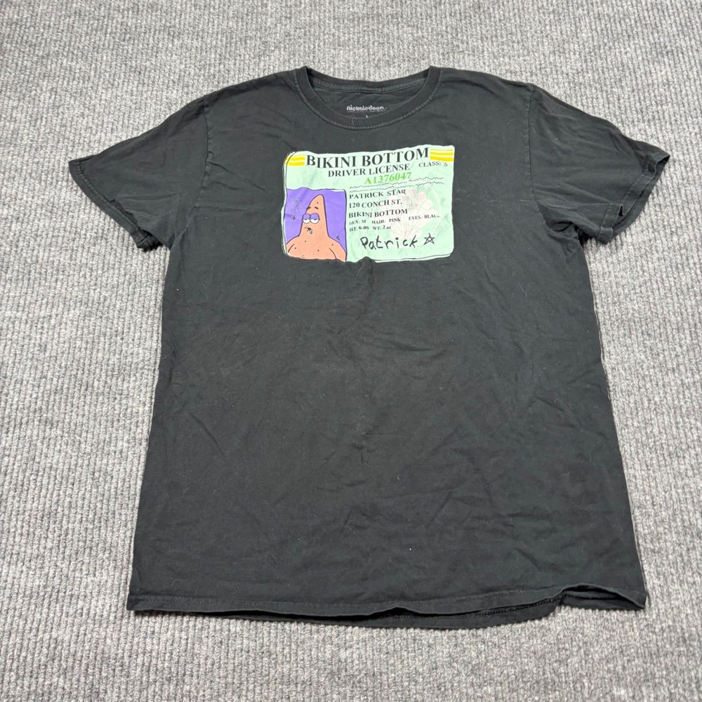 Nickelodeon Shirt Mens L SpongeBob SquarePants Patrick Star Driver License Black